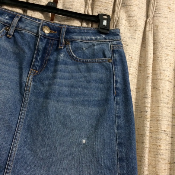 Loft Step Hem Denim Skirt - Picture 4 of 9